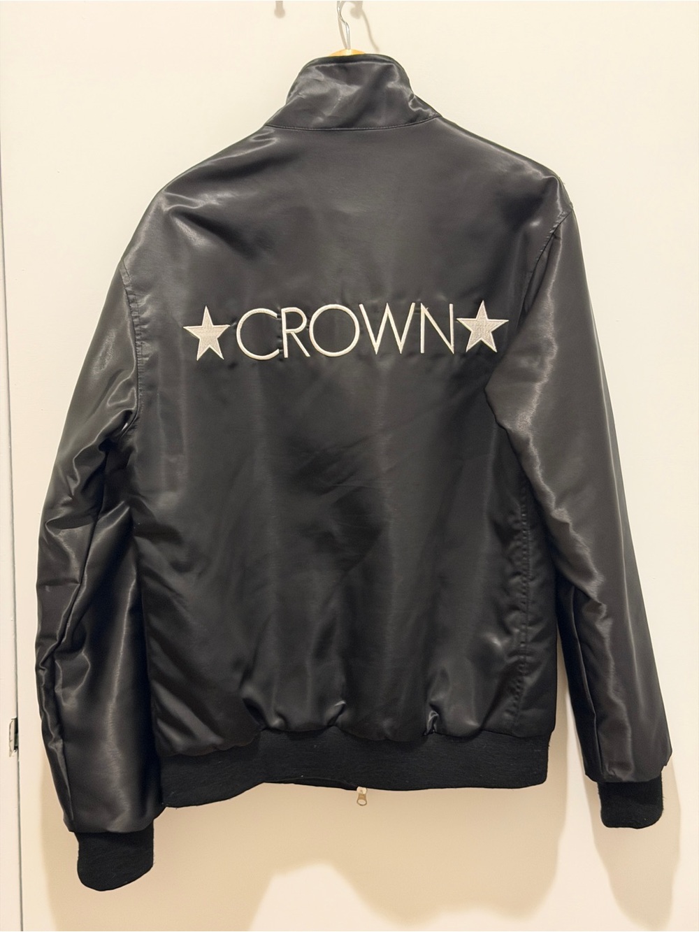 Crown Black Jacket with White Embroidered Logo